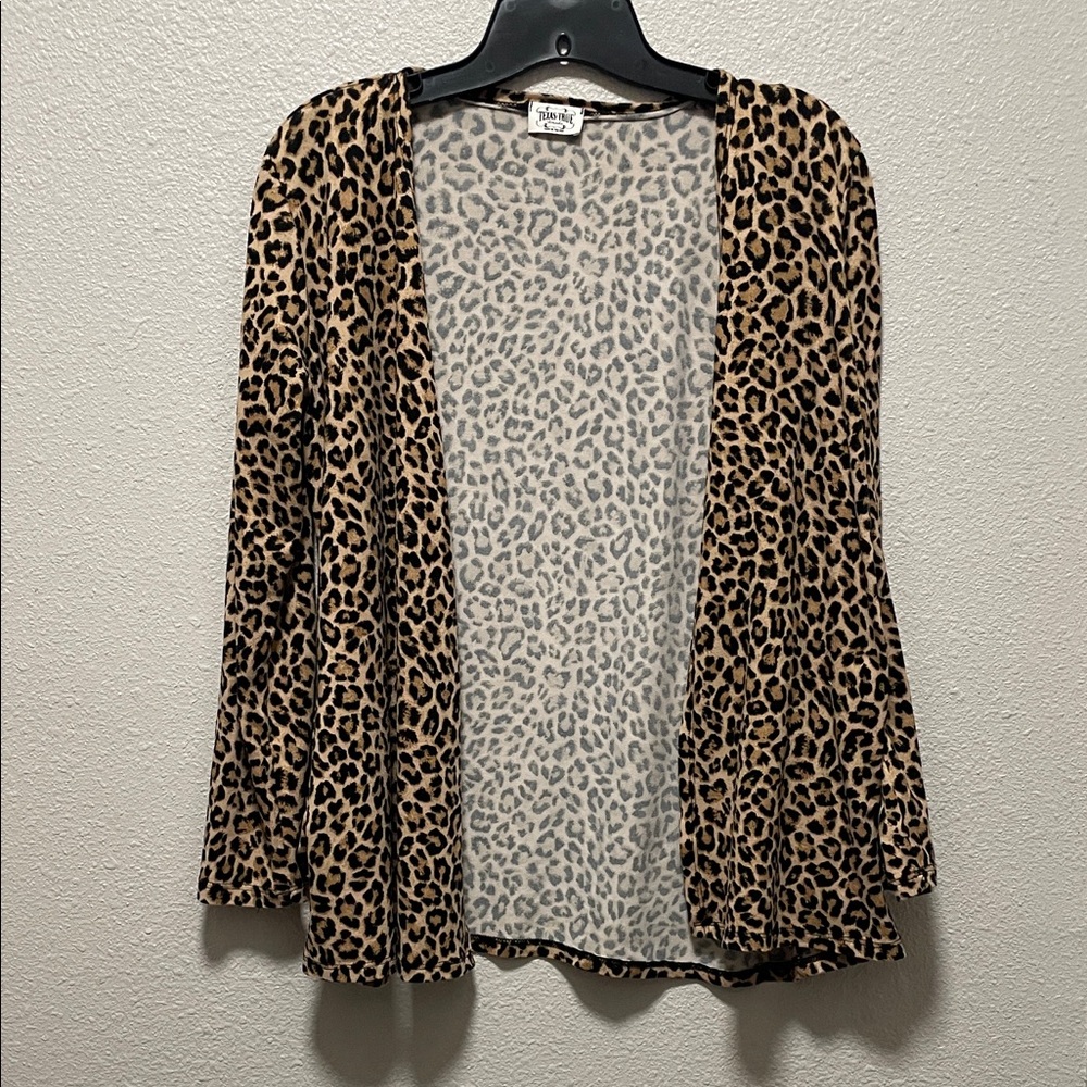 Texas True Threads Leopard Print Open Cardigan